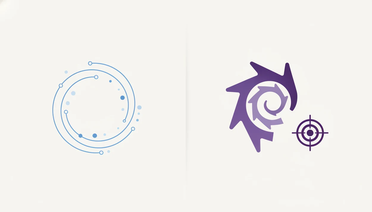 An abstract diagram contrasts a breathing loop with a spiral path leading to a goal target.